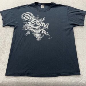 Vintage Y2K STEMM Dragon Graphic T Shirt Men XL Black Fruit of the Loom Best Tee